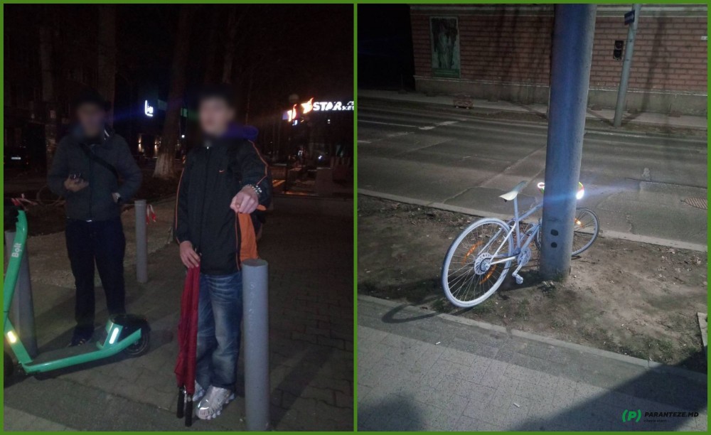 FOTO // Doi tineri au încercat să fure bicicleta amplasată în capitală în memoria lui Valerian